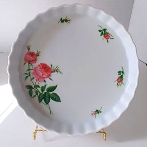 Christineholm Pink Rose Bakeware Dish Quiche Tart Pie Plate